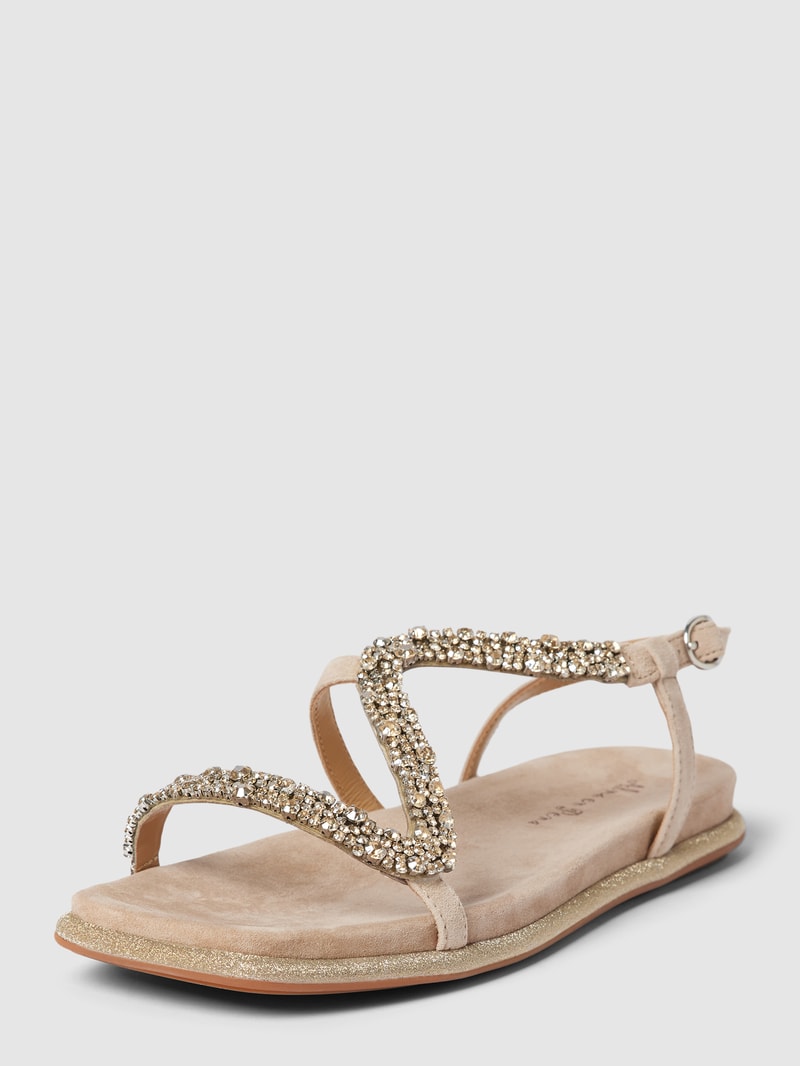 Sandalen mit Strasssteinbesatz in beige