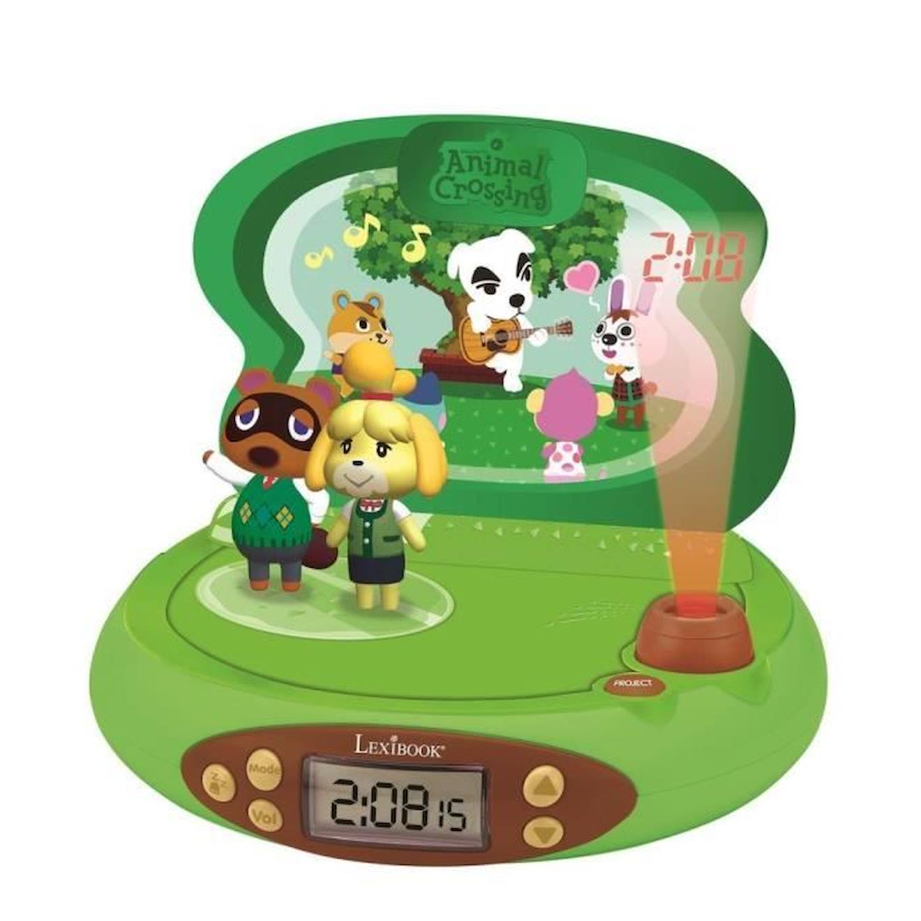 Réveil Projecteur Animal Crossing en 3D avec Sons vert