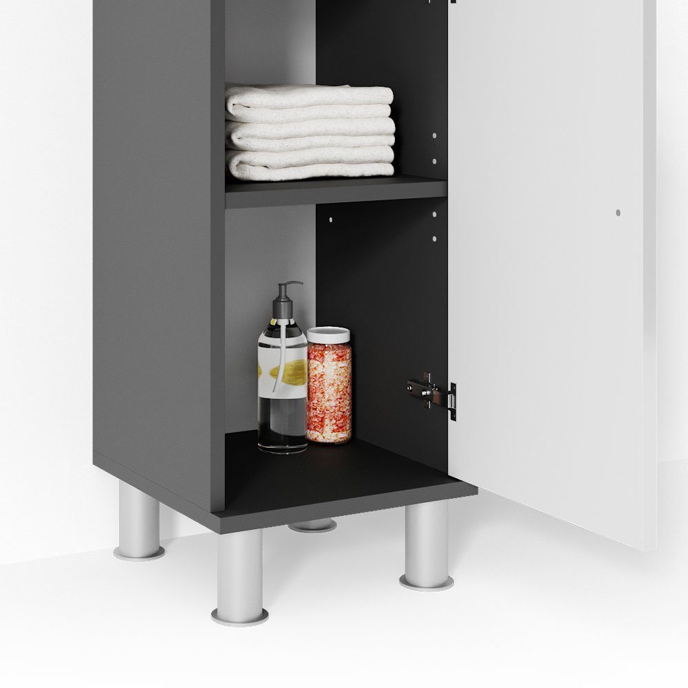 Vicco Badmöbel-Set Badezimmerset FYNN Anthrazit Weiß Set 4, (4-er Set, 4-St., 4-er Set)