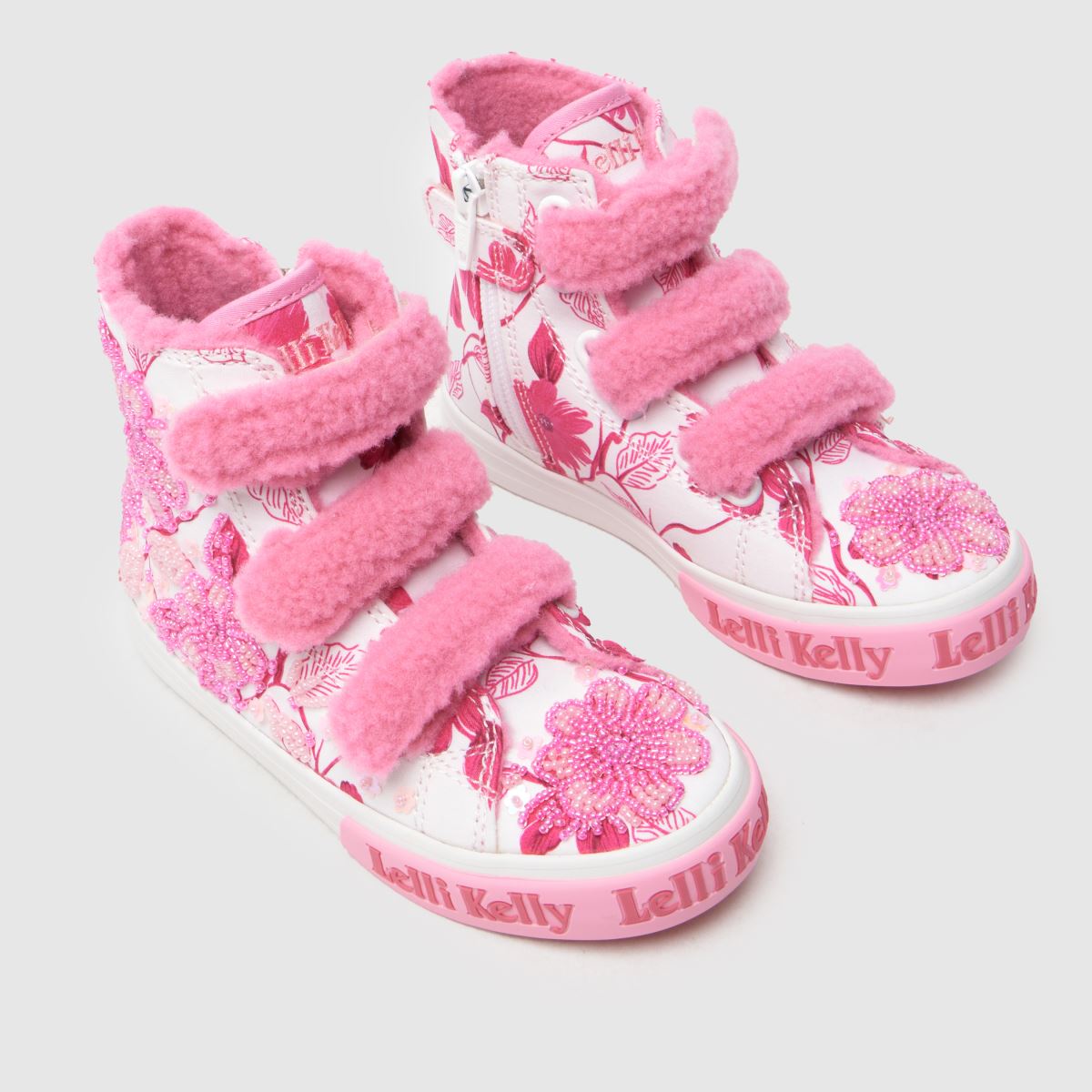 Lelli Kelly vita & rosa Brooke 2 mid flickor juniorsneakers