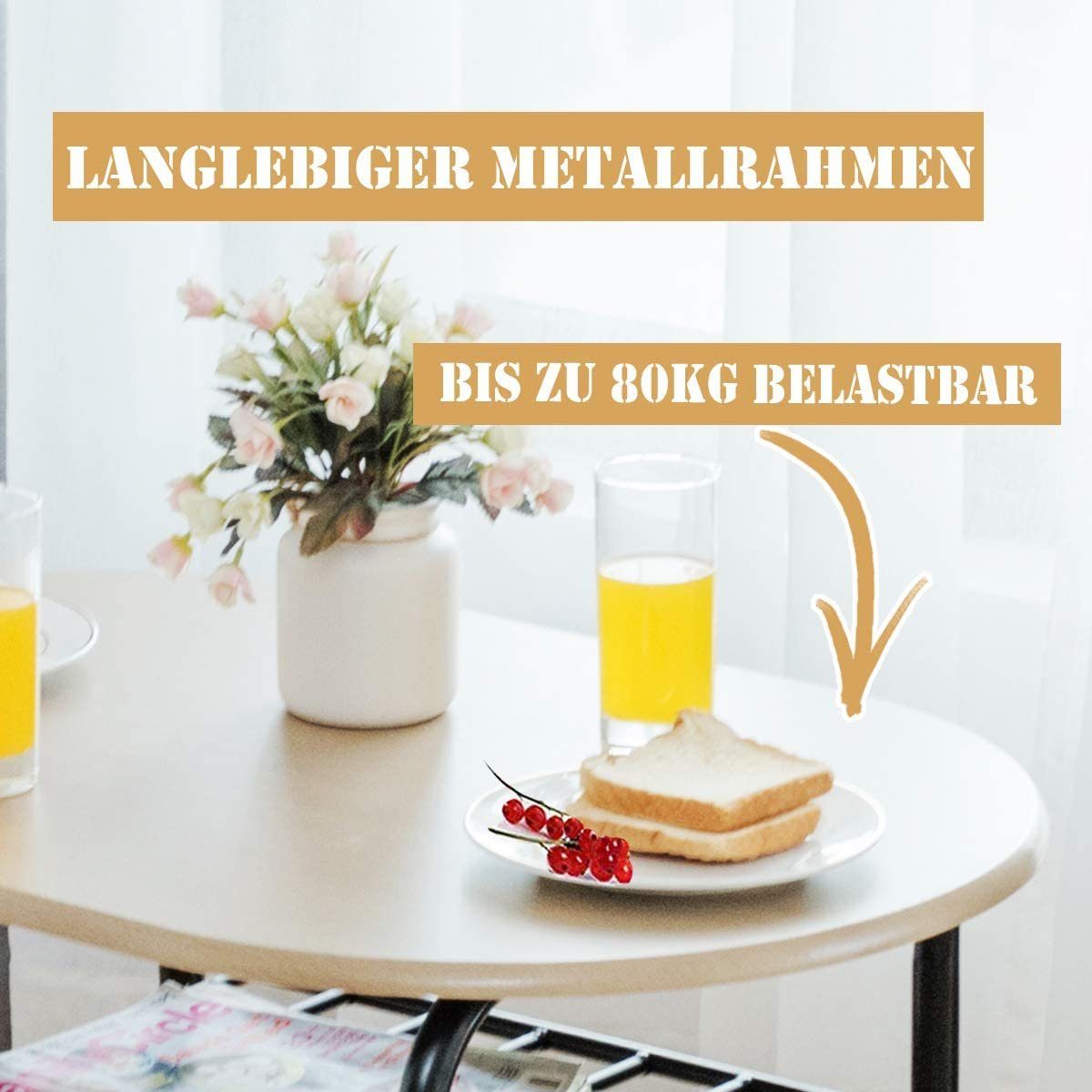 COSTWAY Küchentisch, mit Stühlen für 2, Esspruppe mit Stauraum, platzsparend