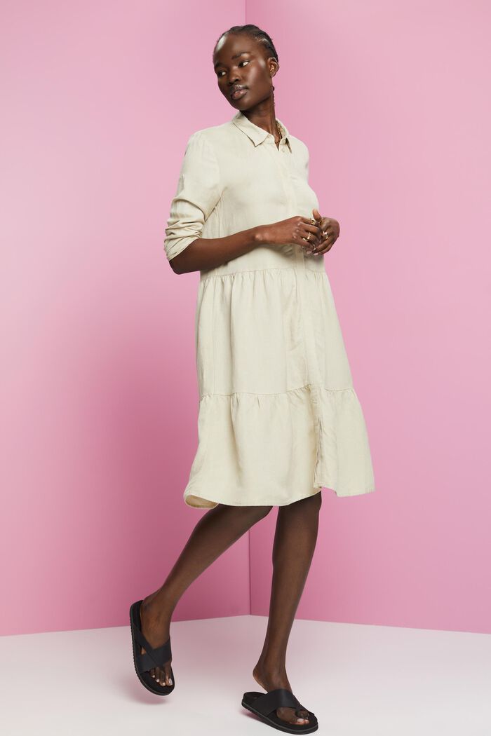 Hemdkleid in Minilänge aus Leinenmix