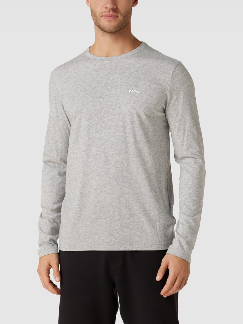 Longsleeve mit Label-Detail Modell 'CURVED' in hellgrau