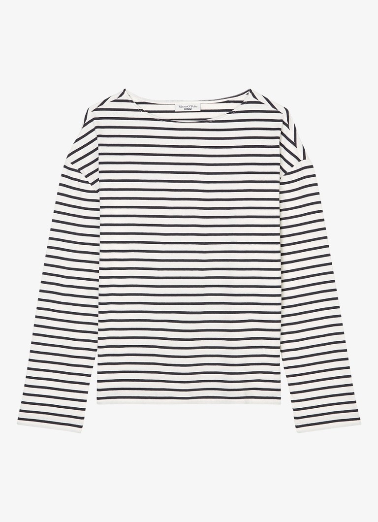 Tricou Marc O'Polo cu mânecă lungă din denim și dungi