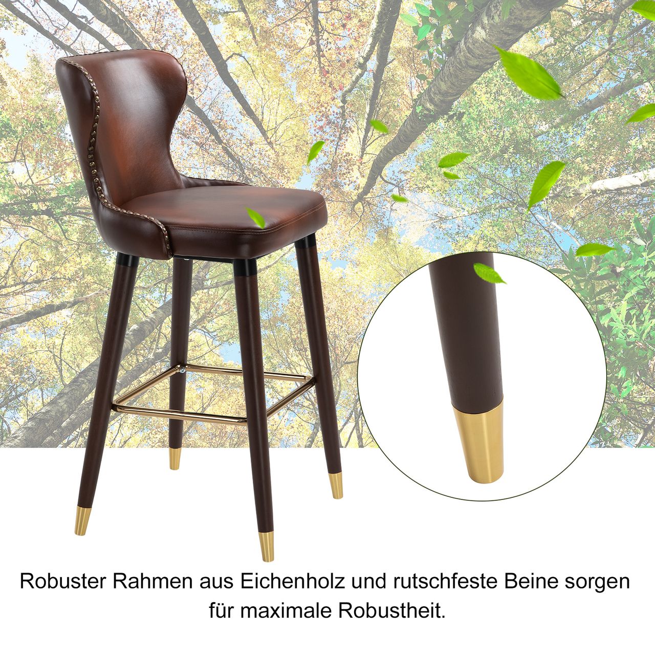 HOMCOM 2er-Set Barhocker Barstuhl Bistrohocker Esszimmerstuhl mit Fußstütze PU