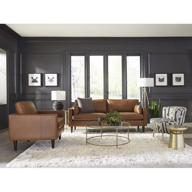 Gaia 81” Genuine Leather Square Arm Sofa