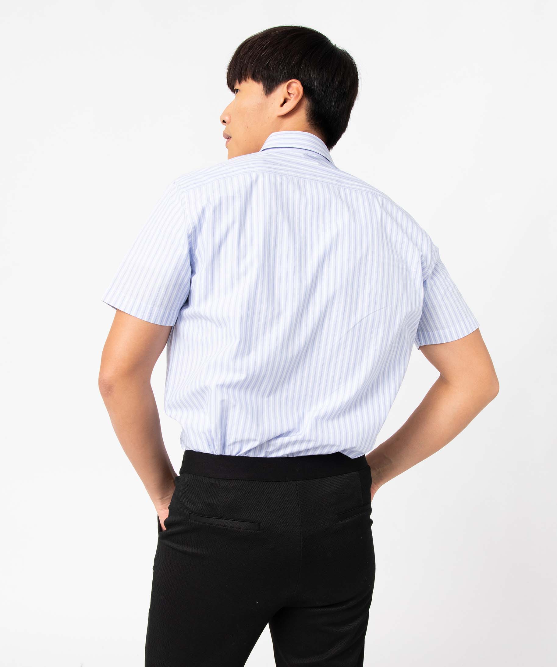 Chemise homme à manches courtes et rayures coupe droite raye | GEMO