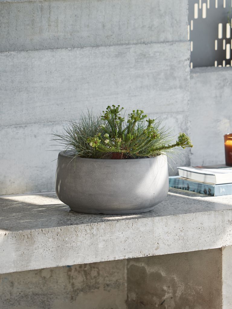 Vaso de jardim para terraço Ø44/36 cinza, conjunto com 2 unidades