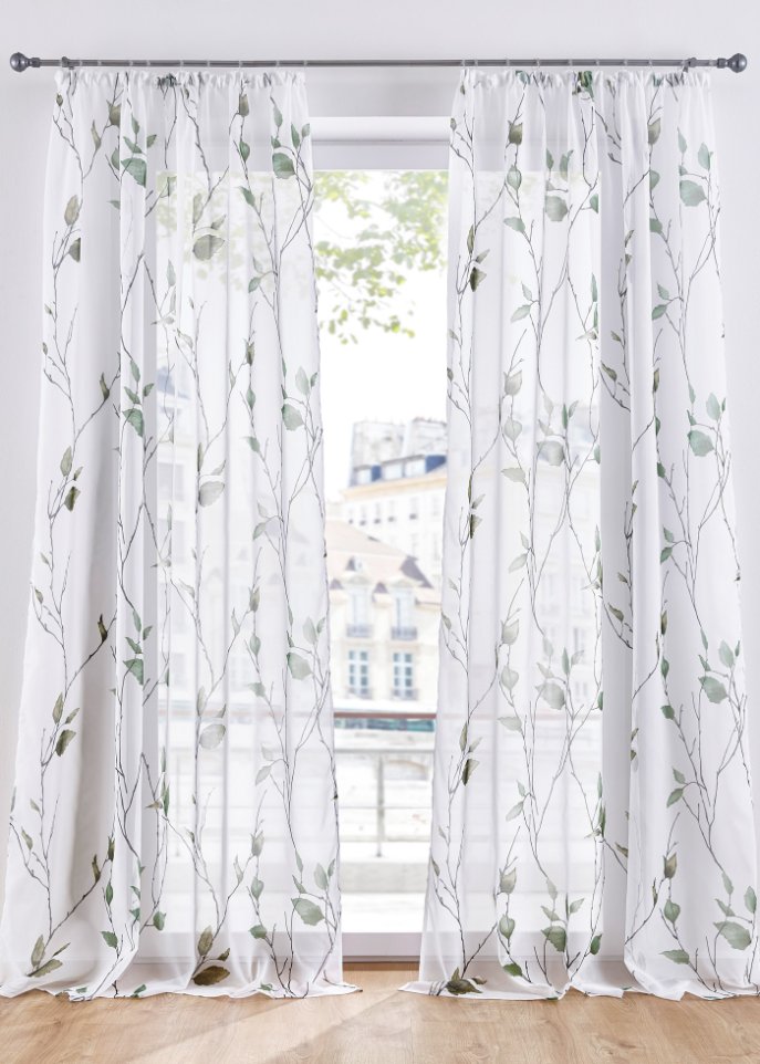 Gardine mit Blumenmuster(1er Pack)