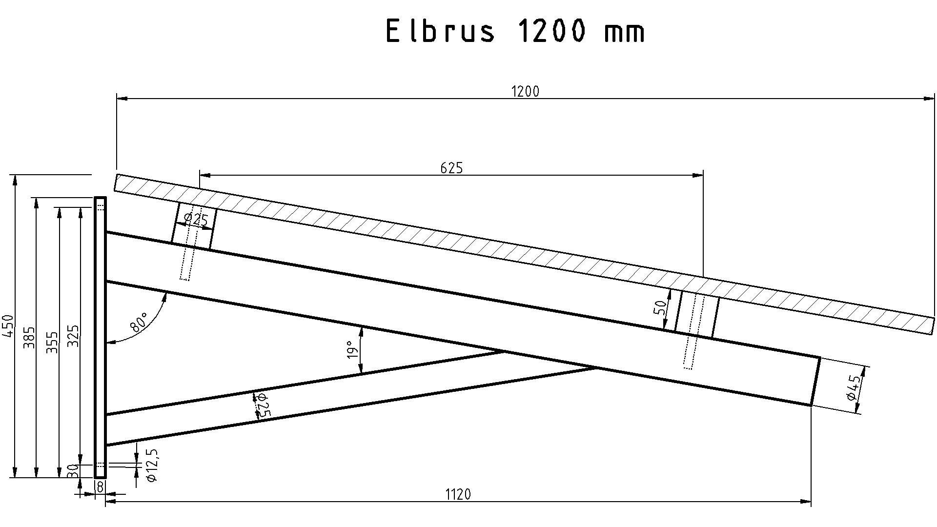 Fischer und Adamek Vordach Glasvordach Elbrus 120 cm