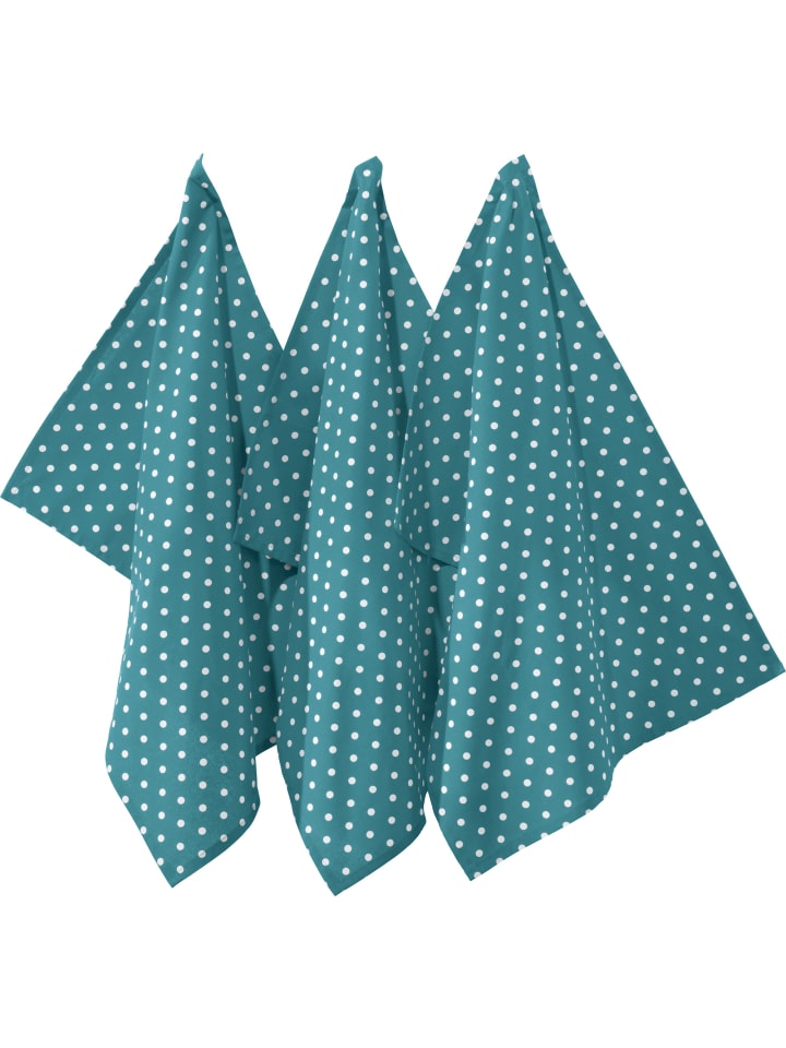 REDBEST Baumwolle Geschirrtuch 3er-Pack Orlando in petrol günstig kaufen 50 x 70 cm