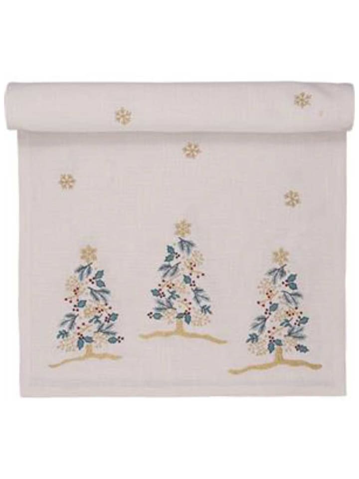 Greengate Tischläufer LUCIE XMAS Weiß mit TANNENBÄUMEN Gestickt günstig kaufen onesize