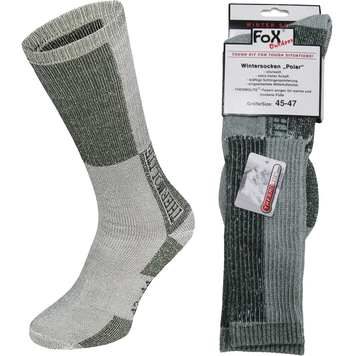 Wintersocken POLAR oliv-weiß