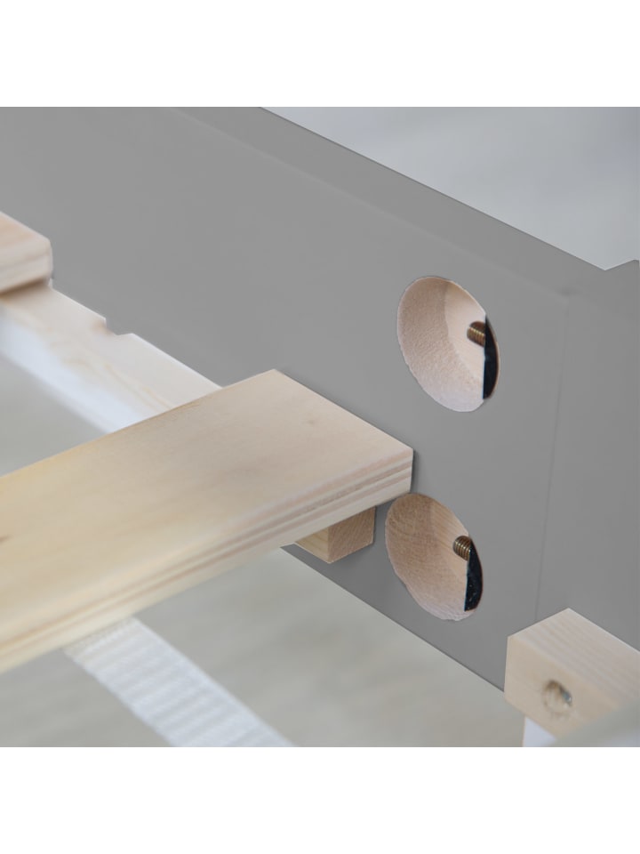 Homestyle4u Holzbett 90x200 mit Lattenrost in Grau günstig kaufen