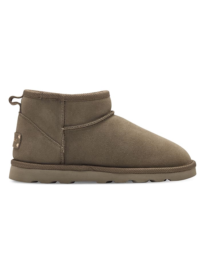 s.Oliver Leder-Ankle-Boots in Khaki günstig kaufen