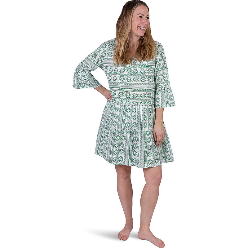 Kjole str S-XXL grønn Aztec
