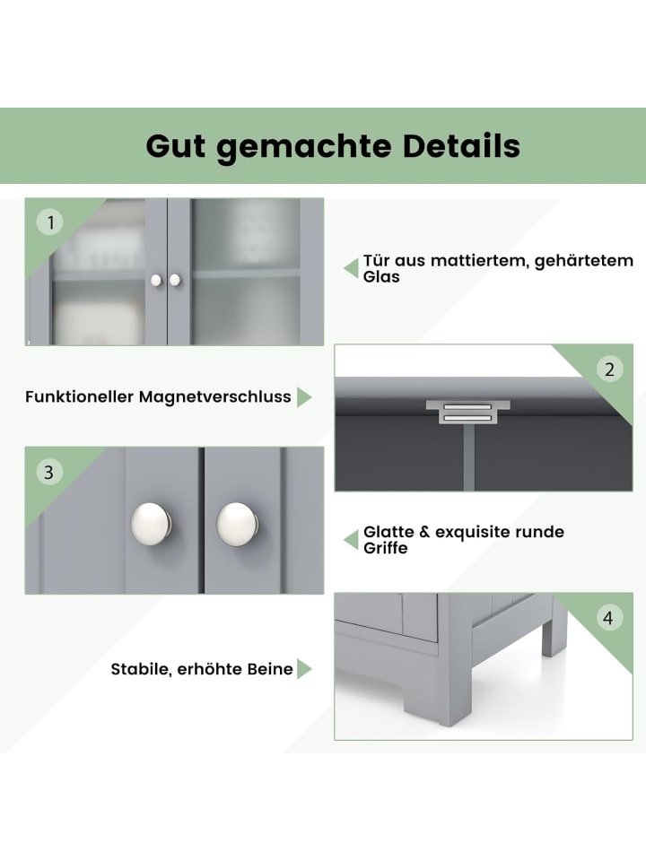 COSTWAY Badschrank mit 2 Schubladen in Grau günstig kaufen onesize
