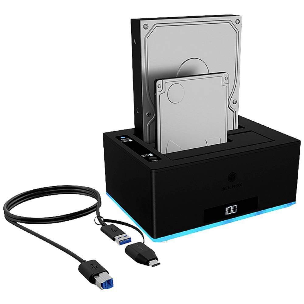 ICY BOX Festplatten-Dockingstation 2 Bay Docking & Klonstation für 2.5″ und 3.5″, mit Clone-Funktion