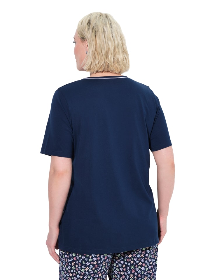 Ulla Popken Pyjama-Shirt in nachtblau günstig kaufen