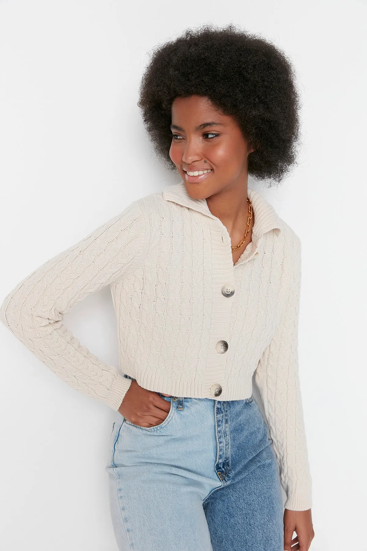 Trendyol Collection  Stone Crop Strick-Cardigan TWOAW22HI0344