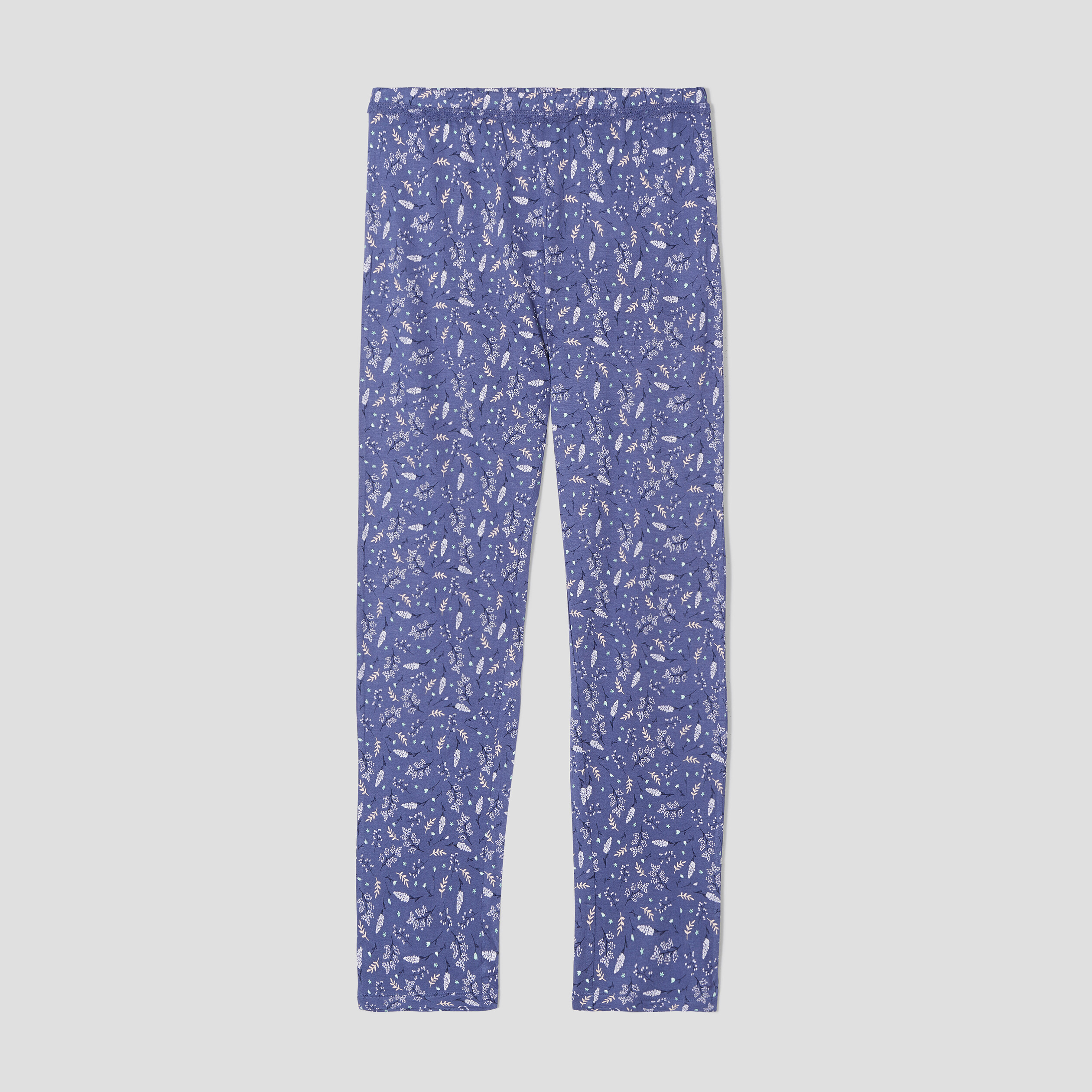 Pantalon pyjama liseré dentelle bleu femme | La Halle