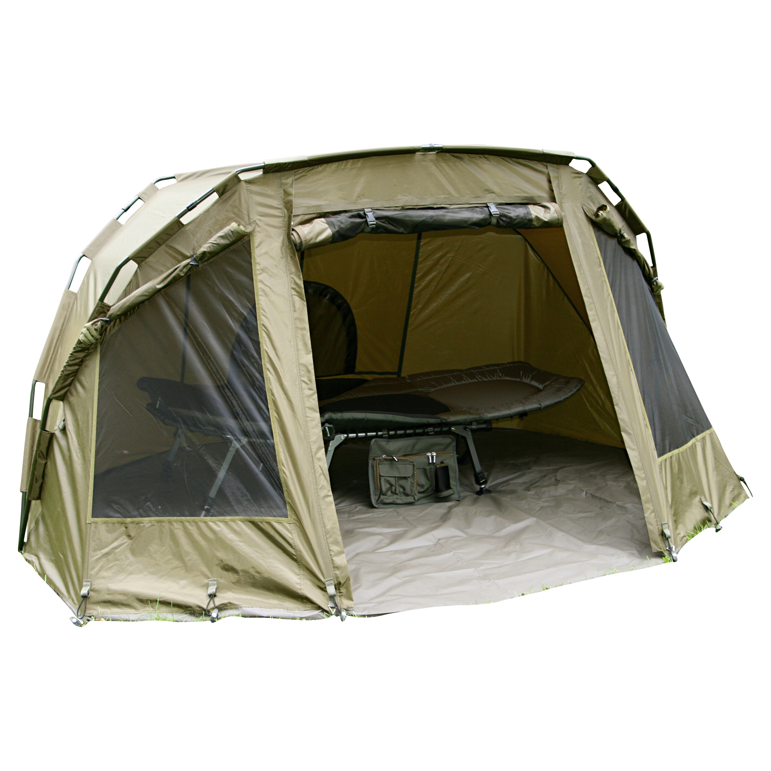 Anaconda Outdoor Set bestehend aus 1 x Bank Booster + 1 x 2-Mann-Karpfen-Zelt Moon Breaker II + 1 x Tackle Bag L