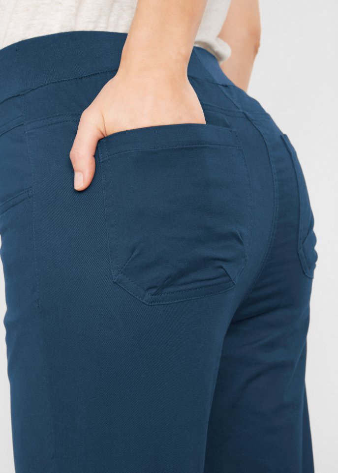 Baumwoll-Capri-Hose mit Bequembund und Raffung