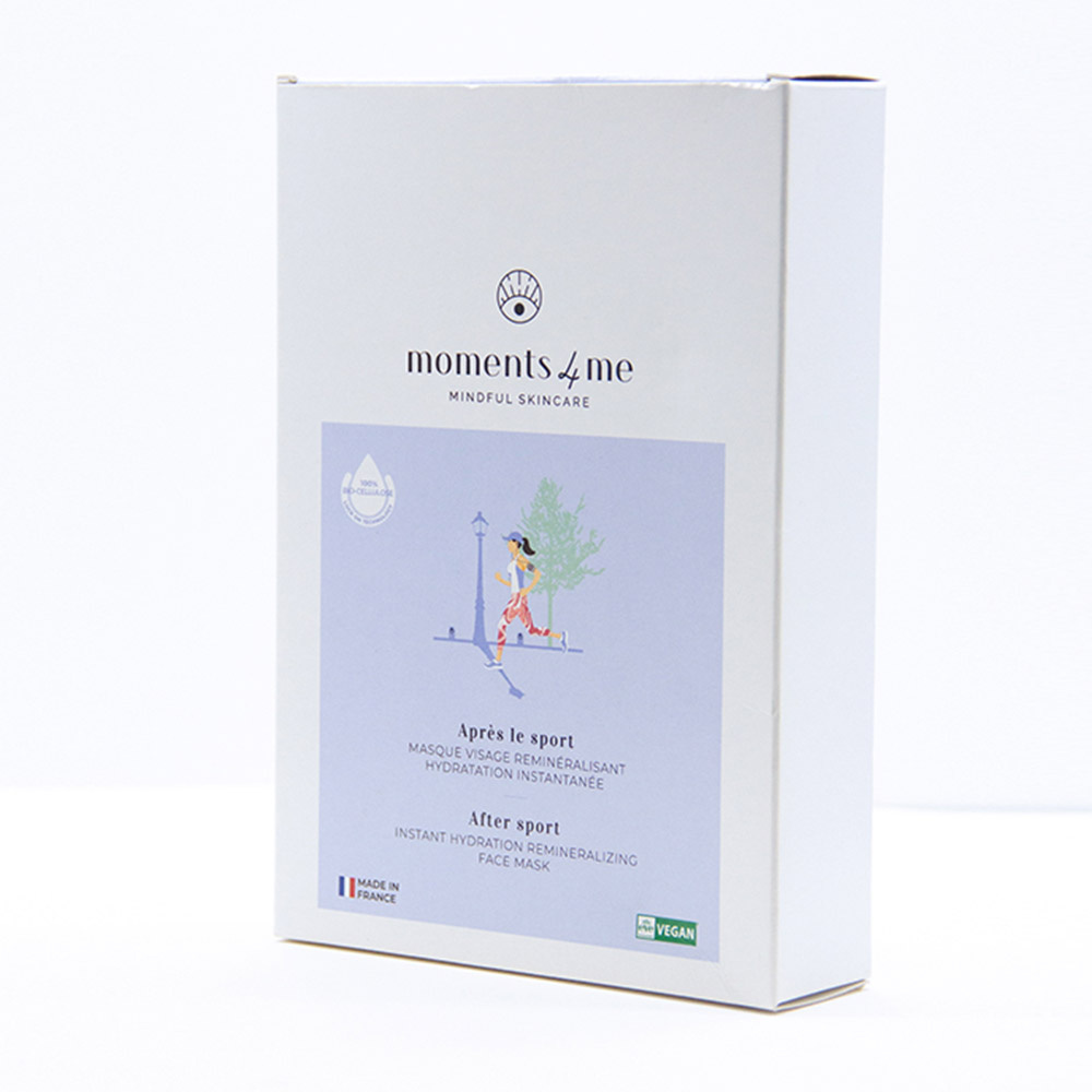Moments4me Masque Visage  Bio Cellulose Reminéralisant Hydratation Instantanée Après le Sport