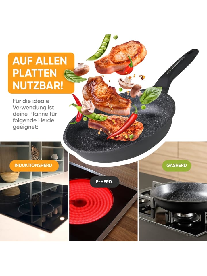 COFI 1453 TORBONY Aluguss Bratpfanne 28 cm mit hohem Rand 6,5 cm in Schwarz günstig kaufen 28 cm