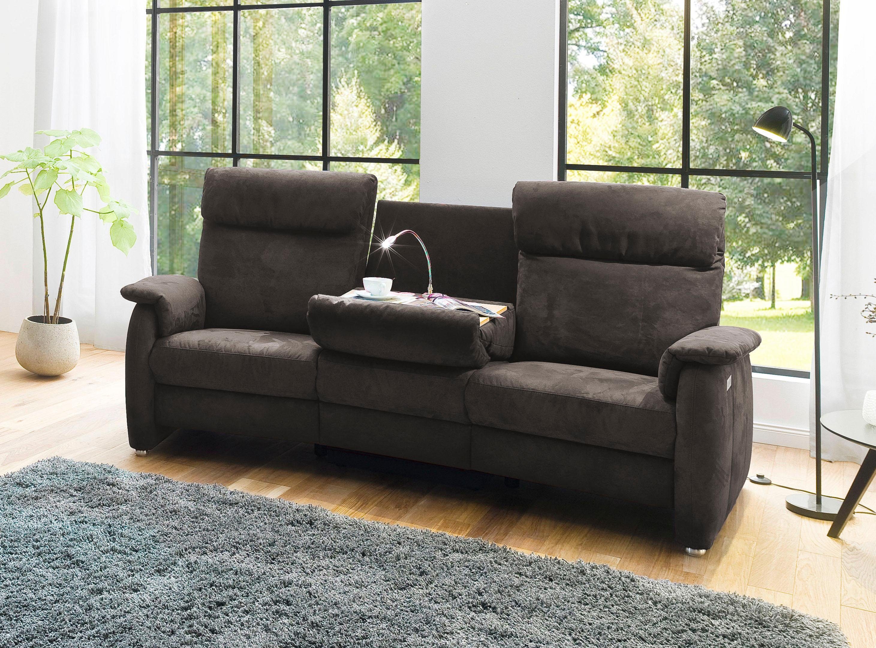 Home affaire Sofa Turin, mit motorischer Relaxfunktion, Tisch, Leuchte + USB-Ladestation