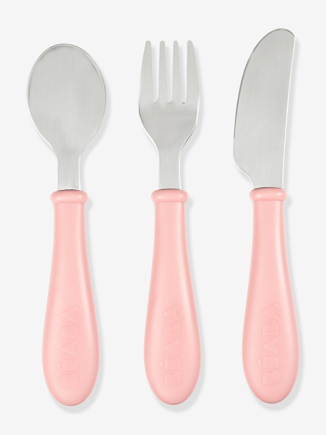 Set 3 couverts d'apprentissage inox BEABA old pink