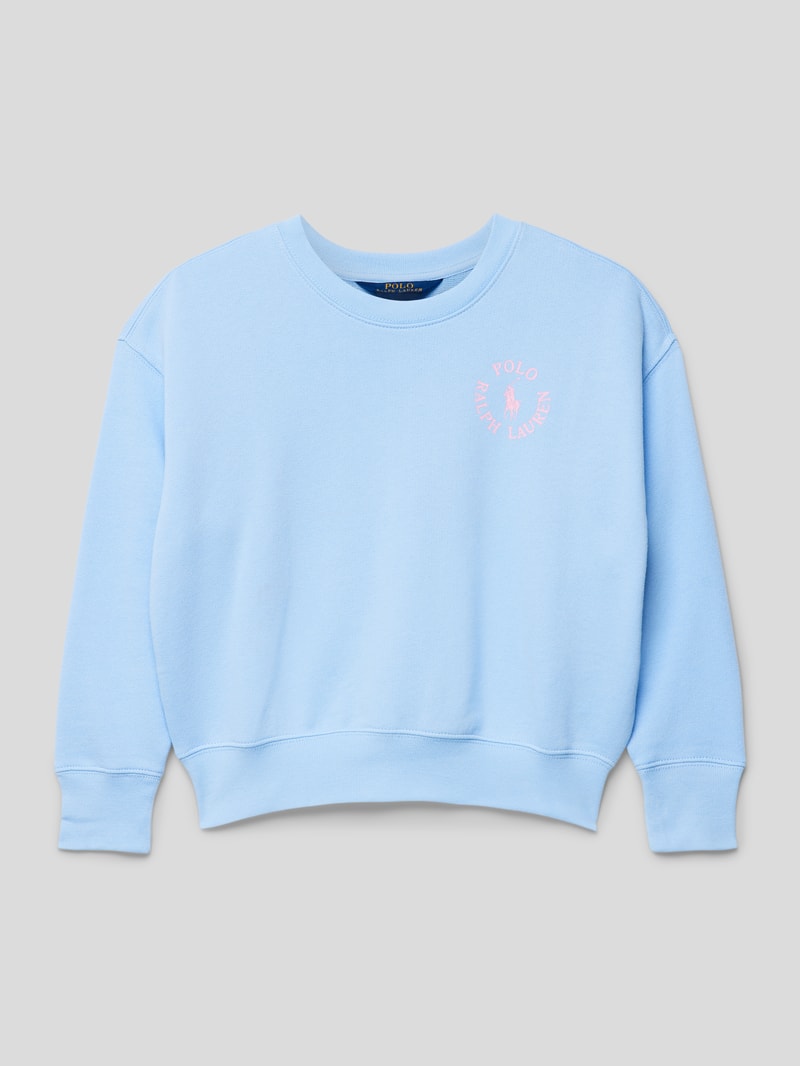 Sweatshirt mit gerippten Abschlüssen in bleu
