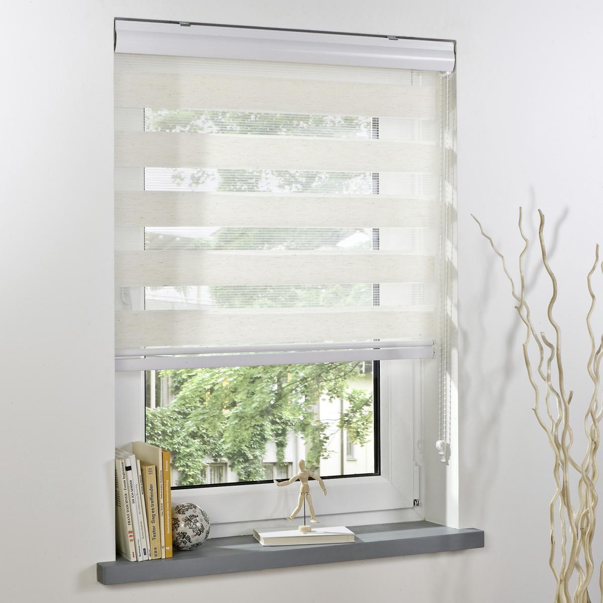Bella Casa Duo-Rollo mit Blende, Rollo, lichtdurchlässig, Sonnenschutz, 60 x 160 cm natur