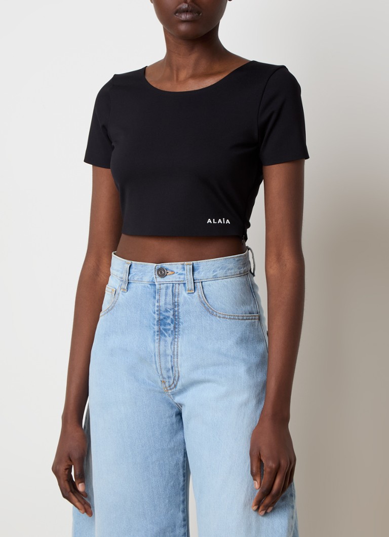 Top scurt modelator Alaïa cu fermoar