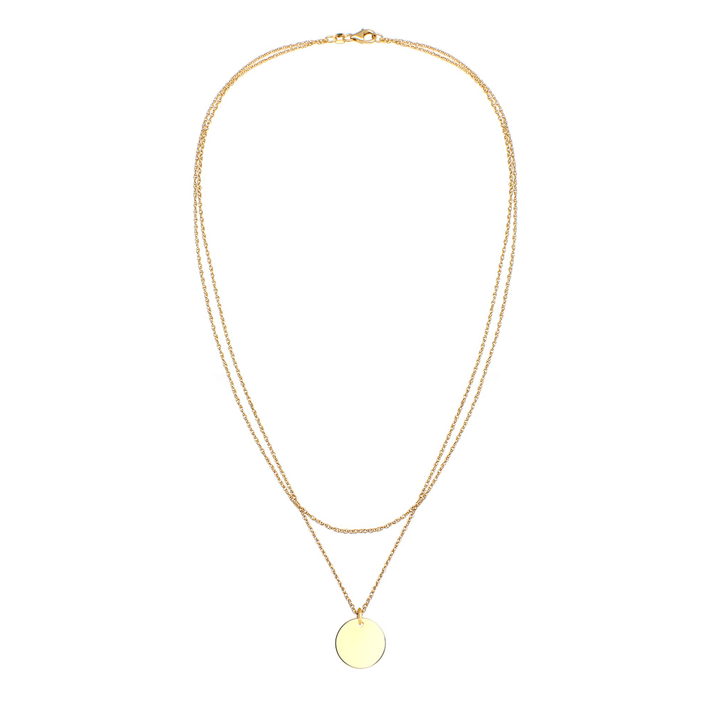 Elli Elli Collier Femmes Ensemble Couches Plaquette Cercle Basique Minimaliste en Arge collier