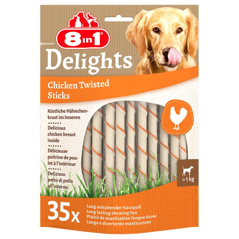 8in1 Delights Twisted Sticks für kleine Hunde Huhn