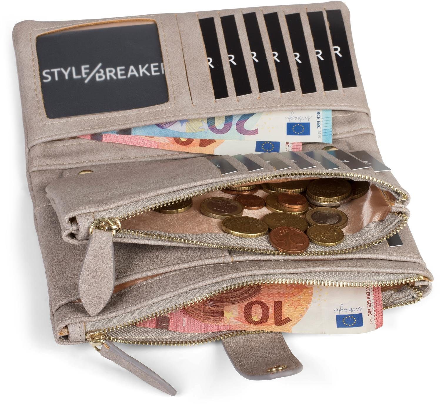 styleBREAKER Geldbörse (1-tlg), Geldbörse mit V-Förmiger Prägung