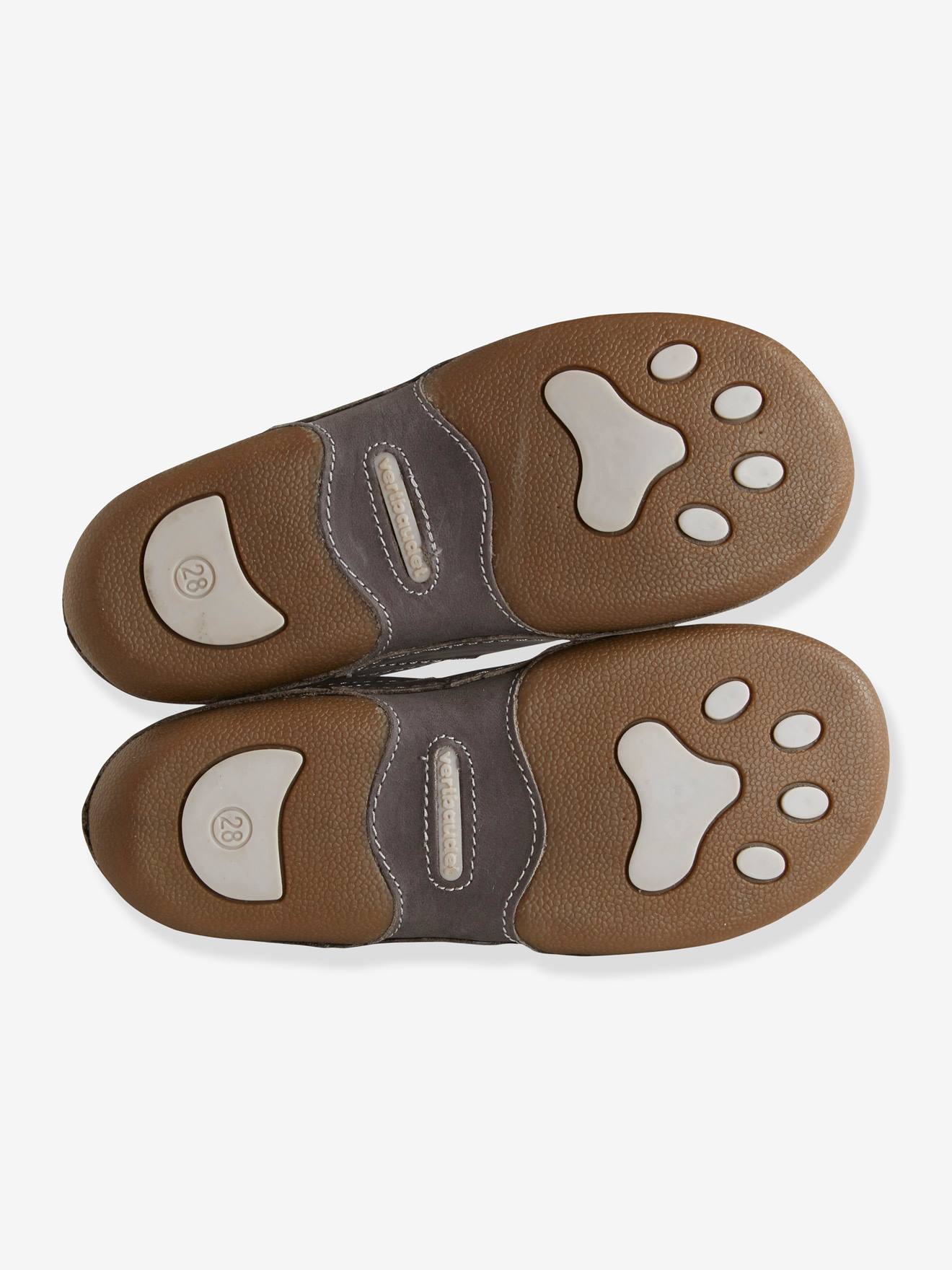 Chaussons élastiqués en cuir garçon gris foncé