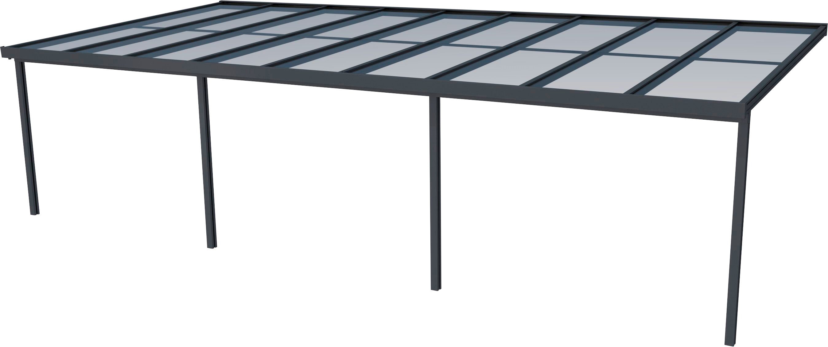 GUTTA Terrassendach Premium, BxT: 913,5x406 cm, Bedachung Doppelstegplatten, BxT: 914x406 cm, Dach Polycarbonat gestreift weiß