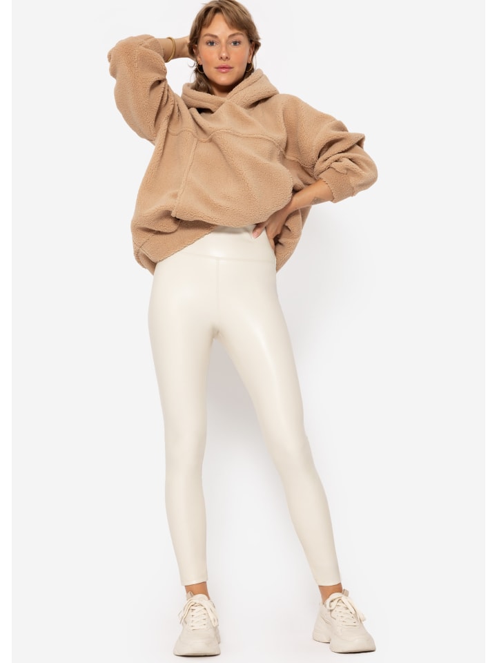 SASSYCLASSY Thermo Leggings in Lederoptik in Hellbeige günstig kaufen