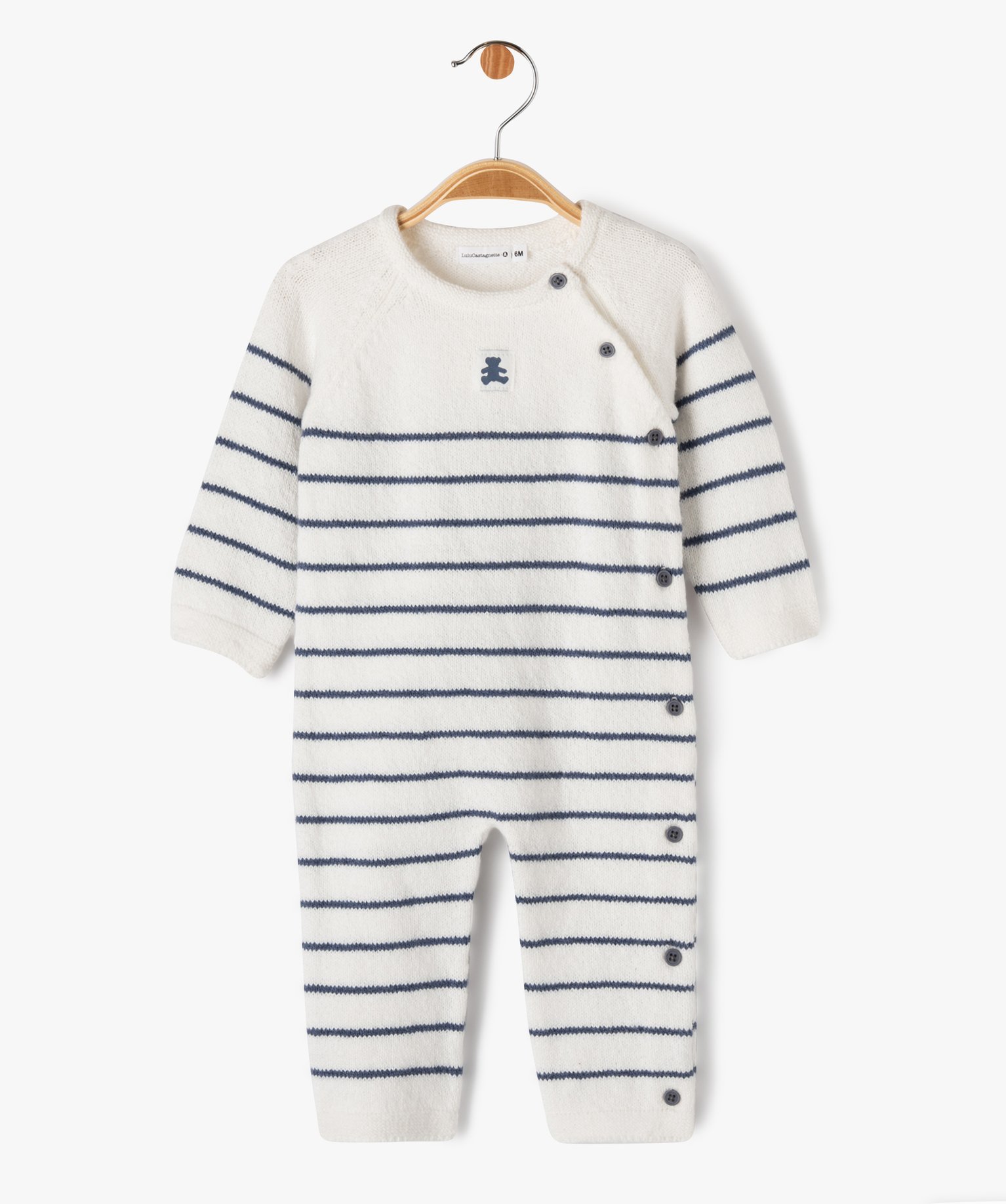 Pyjama en maille tricotée rayée bébé - LuluCastagnette gris | GEMO