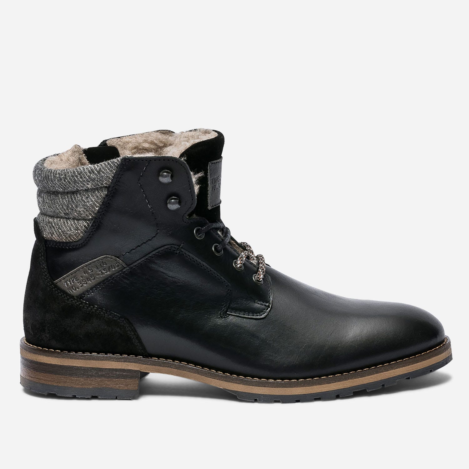 Boots à lacet noir en cuir fourré