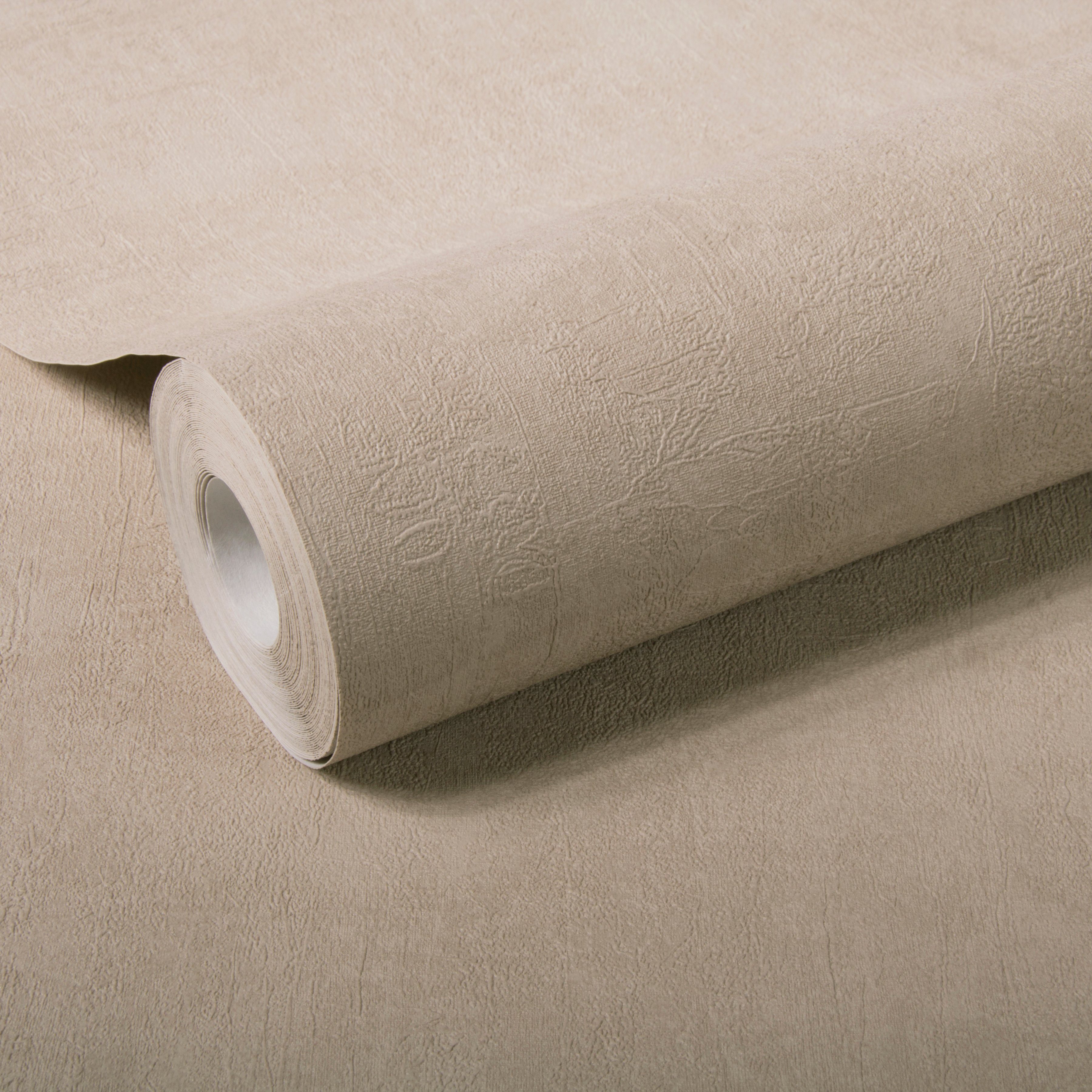 WOW Vliestapete Beton Uni, Steinoptik, (1 St), Taupe - 10m x 52cm