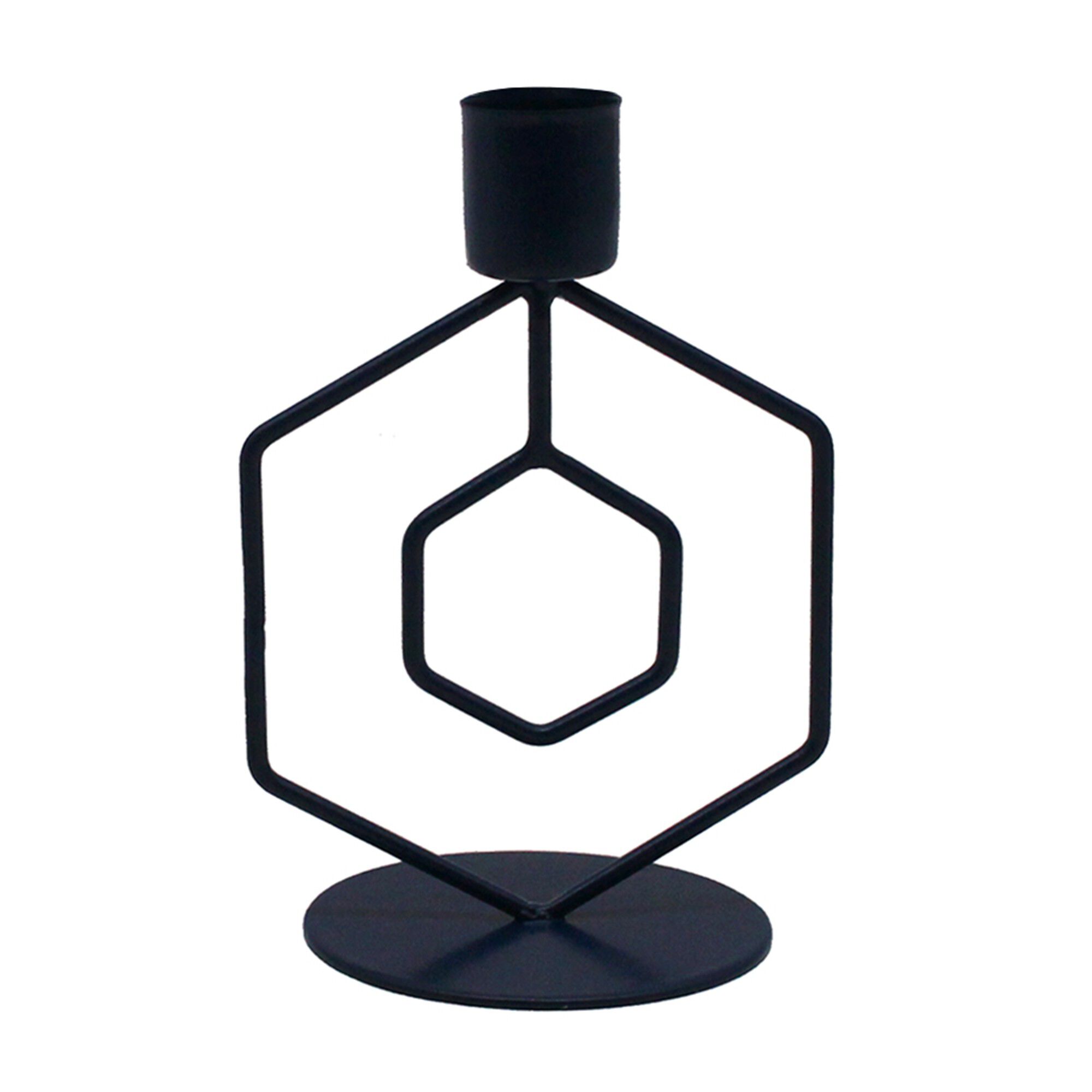 Bougeoir hexagonal métal – lot de 2