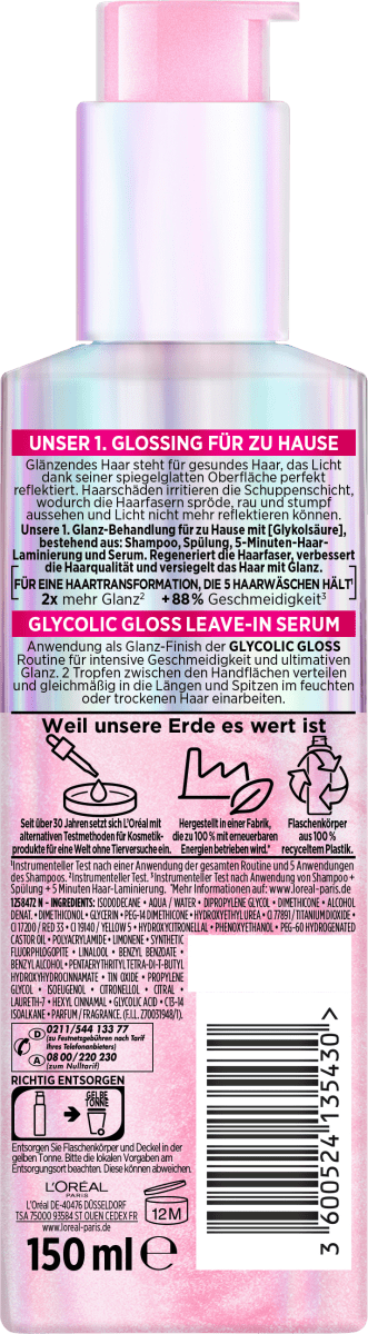Leave-In Serum Glycolic Gloss, 150 ml