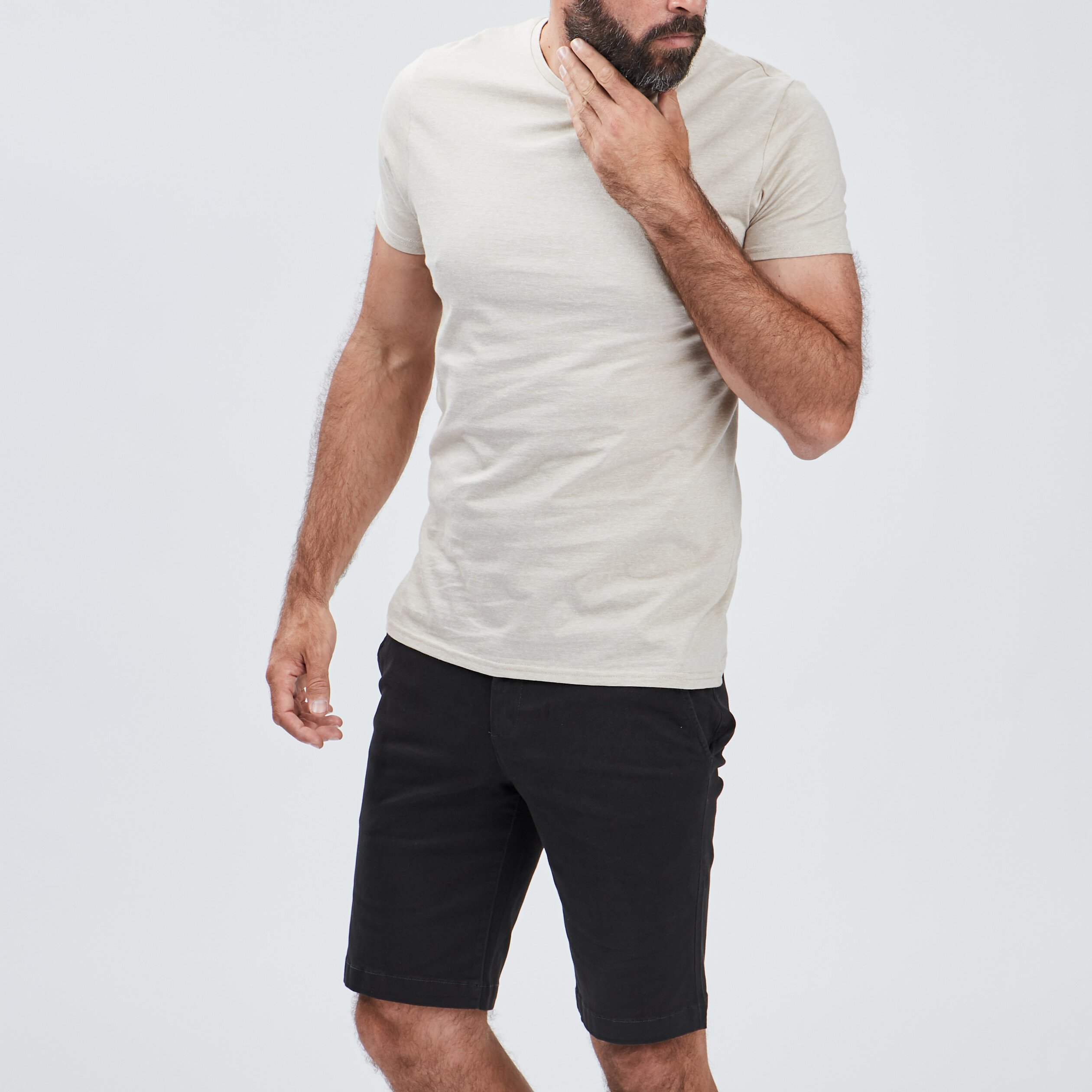 T-shirt coton manches courtes sable homme | La Halle