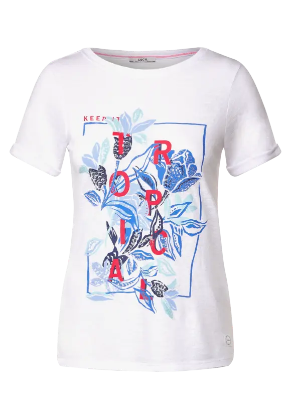 CECIL Printshirt in Leinenoptik