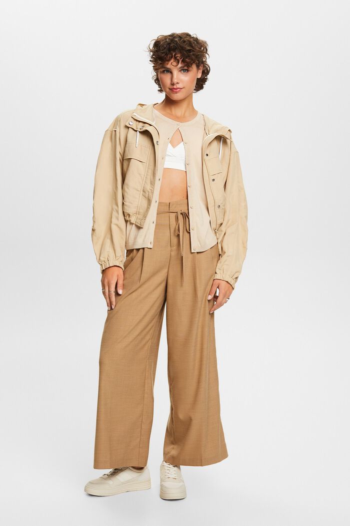 Übergangsjacke mit Kapuze, Leinenmix