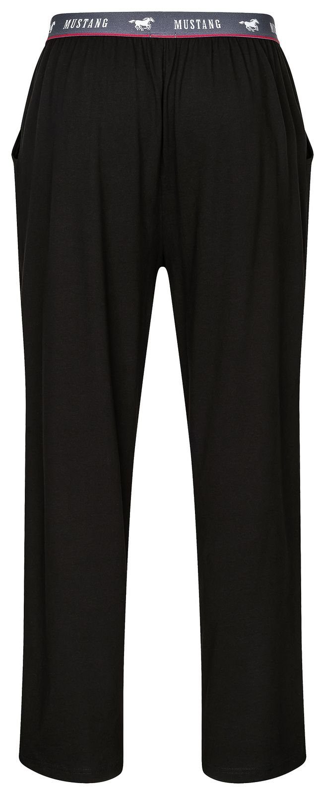 MUSTANG Loungepants Long Pants Lounge Hose Trousers Freizeithose roter Kontraststreifen und Mustangbranding