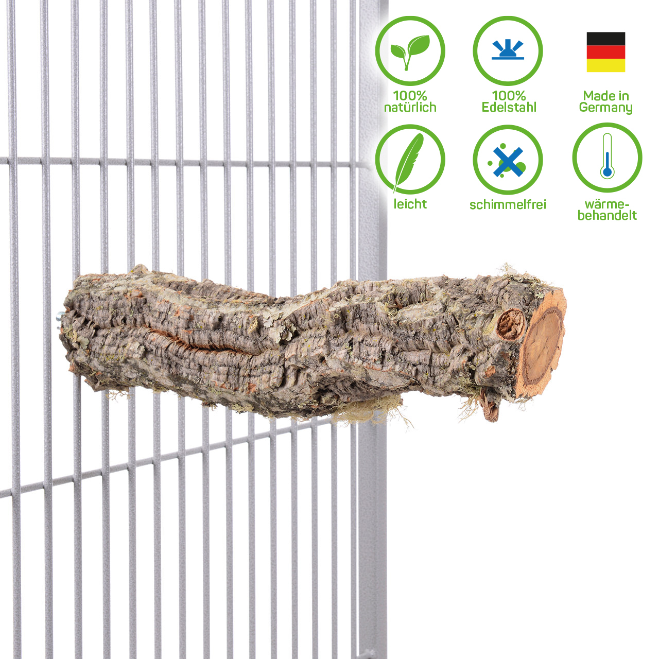 HappyBird Käfigzubehör HappyBird Sitzstange Natur Kork L